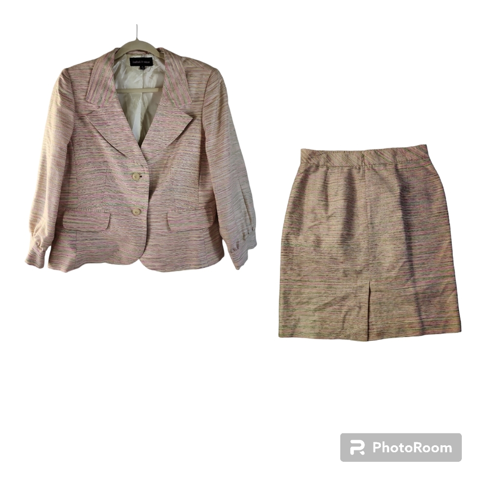Isabel & Nina Silk Blend 2pc Skirt Suit Set Women's Size 14